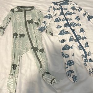 Lot of 2 Kickee pants footie pajamas size 3-6 months